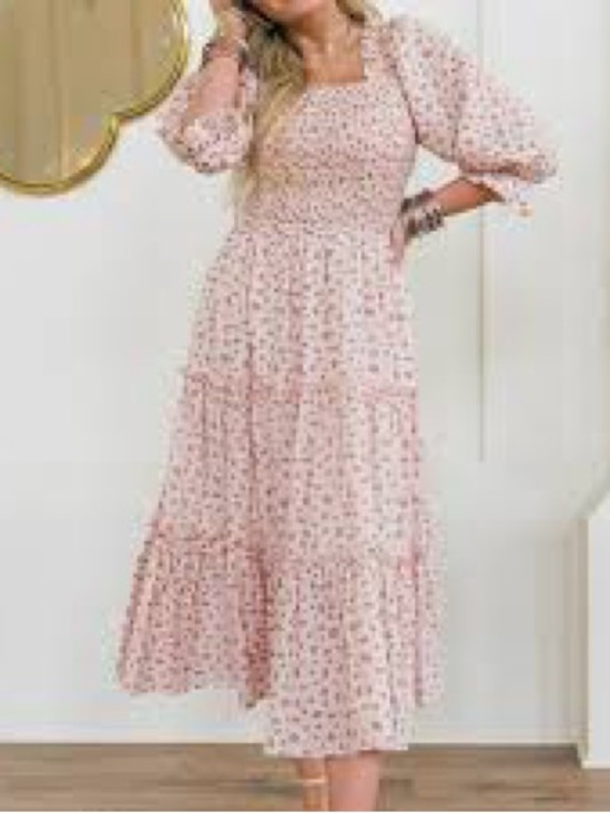 Ivy City Co Dresses & Skirts - Ivy City Co Pink Floral Smocked Midi Dress